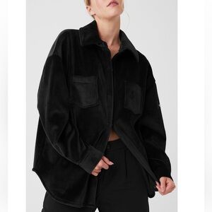 ALO Ribbed Velour Mountain Side Shacket - Black